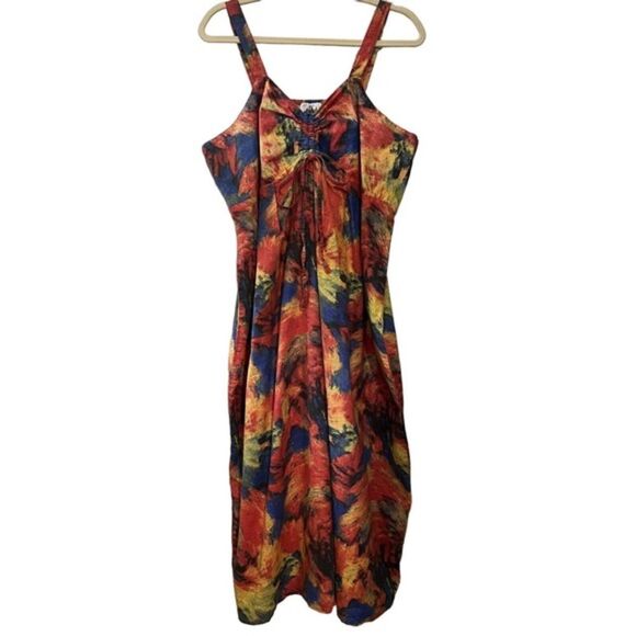 Metropolitan Dress Smocked Sleeveless Tie Dye Full Length Summer 2X Multicolor‎ - Picture 1 of 7
